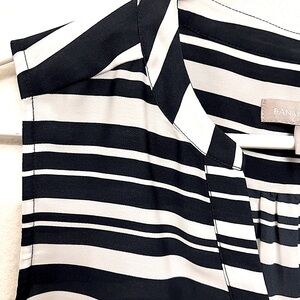 Banana Republic Navy Blue and White Striped V-Neck Sleeveless Blouse.